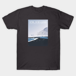 Vik Reynisfjara Black Sand Beach, Iceland Travel Poster T-Shirt